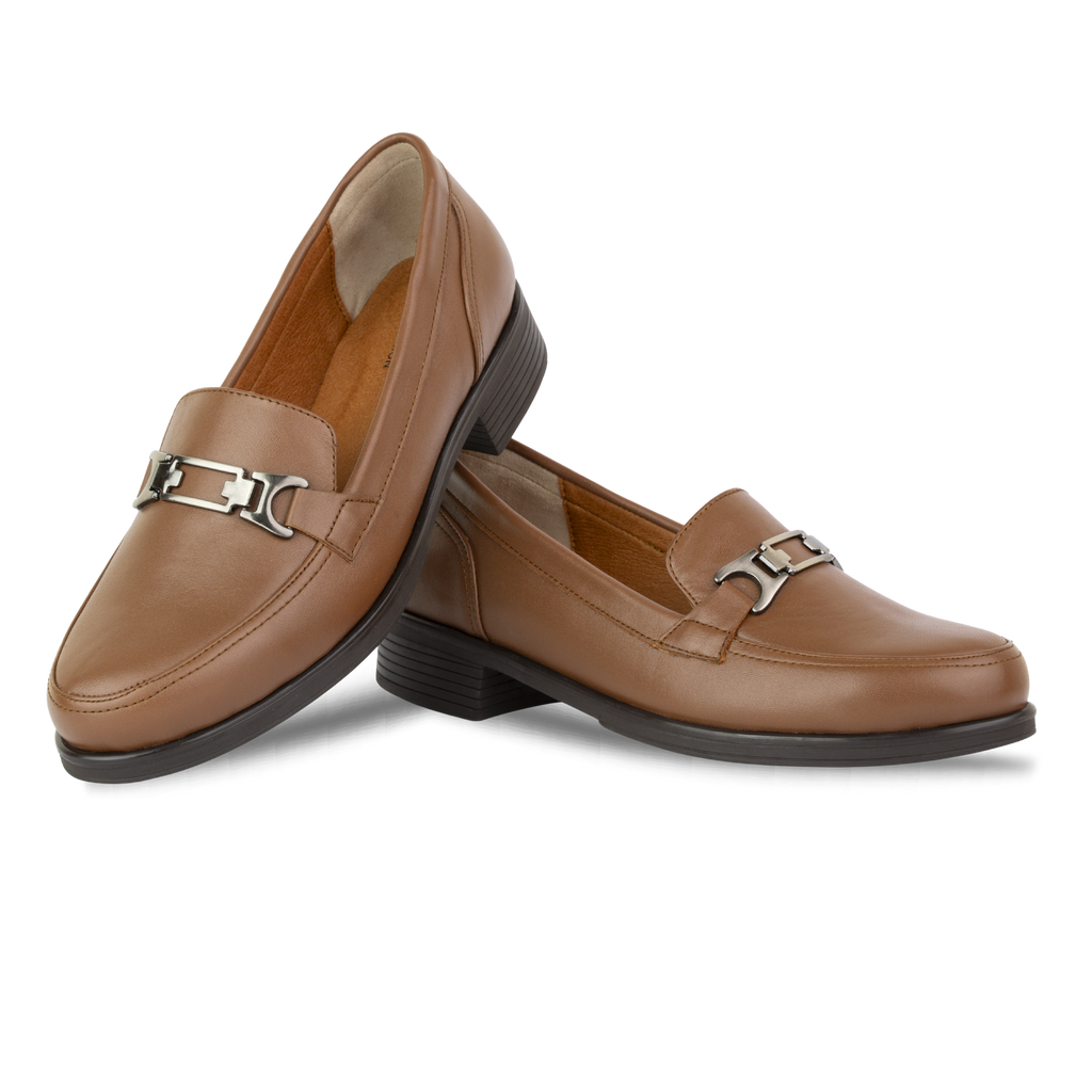 Luna Marron - Mocassins classiques Femme en Cuir Véritable