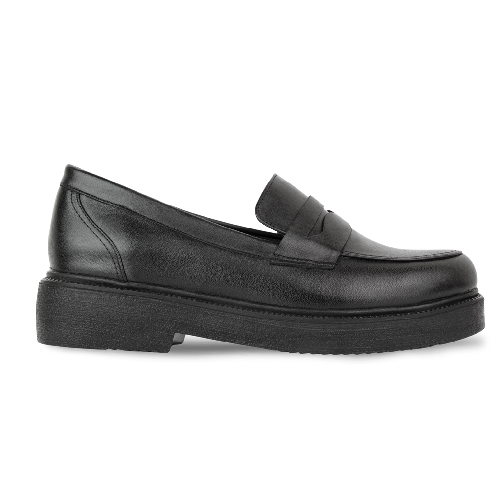 Orvane Noir – Mocassins Plateforme Femme en Cuir