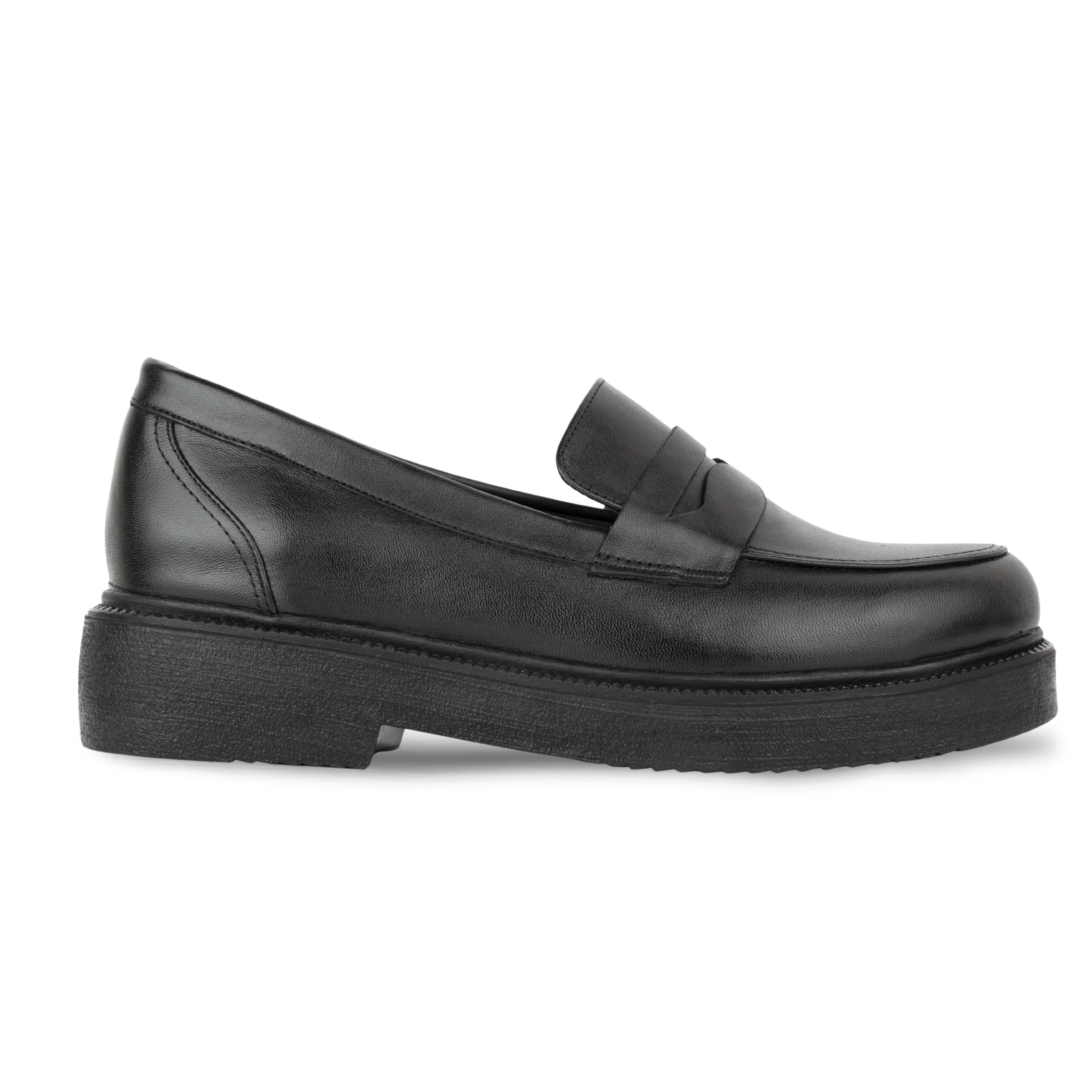 Orvane Noir – Mocassins Plateforme Femme en Cuir