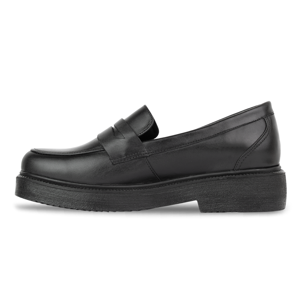 Orvane Noir – Mocassins Plateforme Femme en Cuir