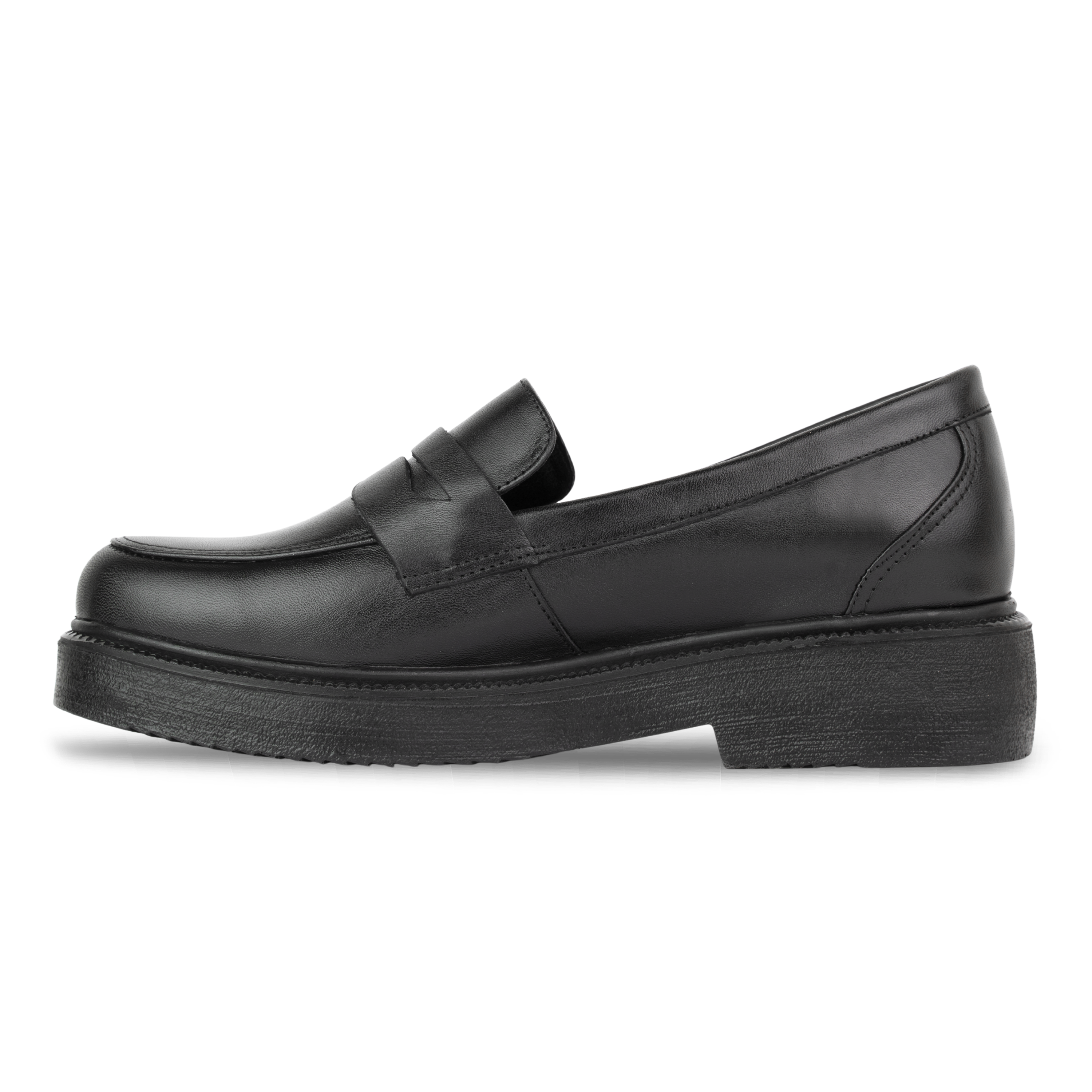 Orvane Noir – Mocassins Plateforme Femme en Cuir
