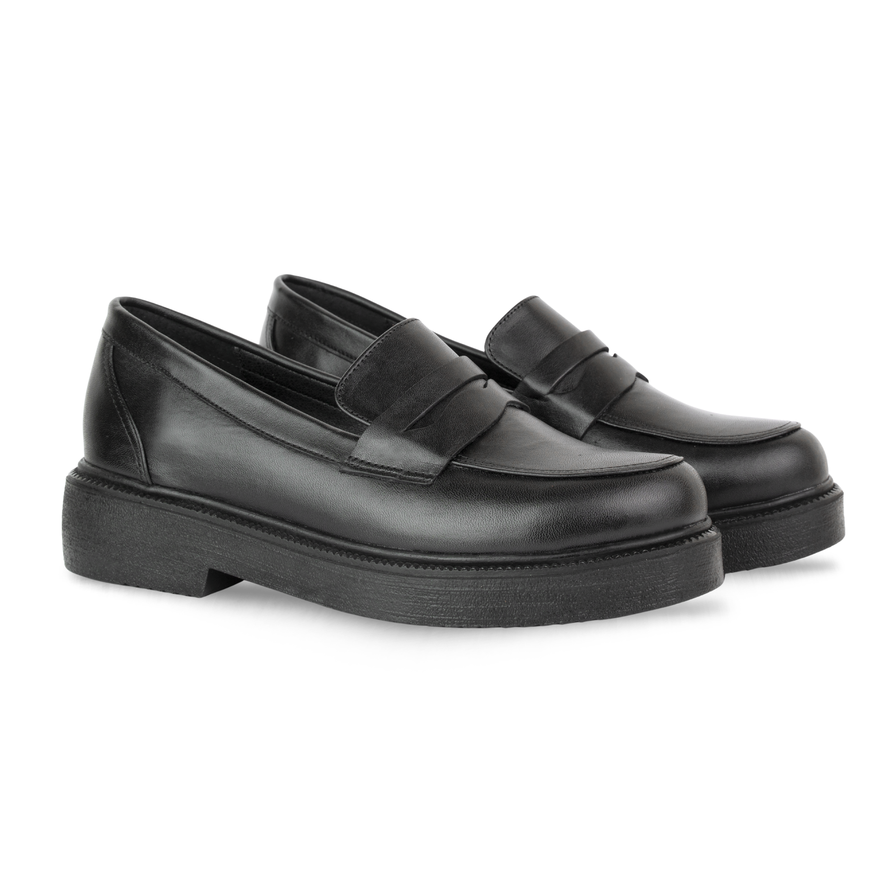 Orvane Noir – Mocassins Plateforme Femme en Cuir