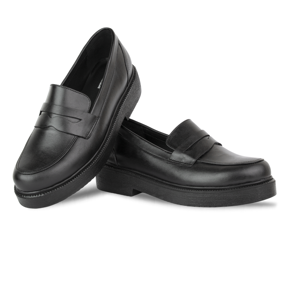 Orvane Noir – Mocassins Plateforme Femme en Cuir
