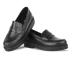 Orvane Noir – Mocassins Plateforme Femme en Cuir