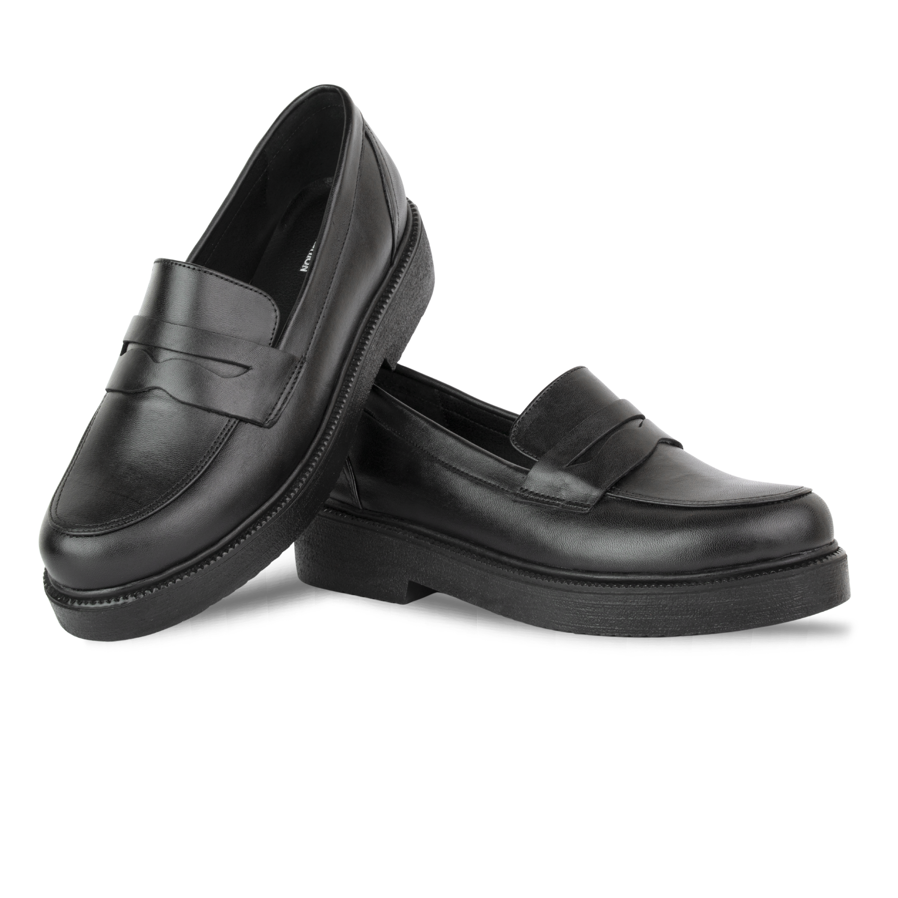 Orvane Noir – Mocassins Plateforme Femme en Cuir