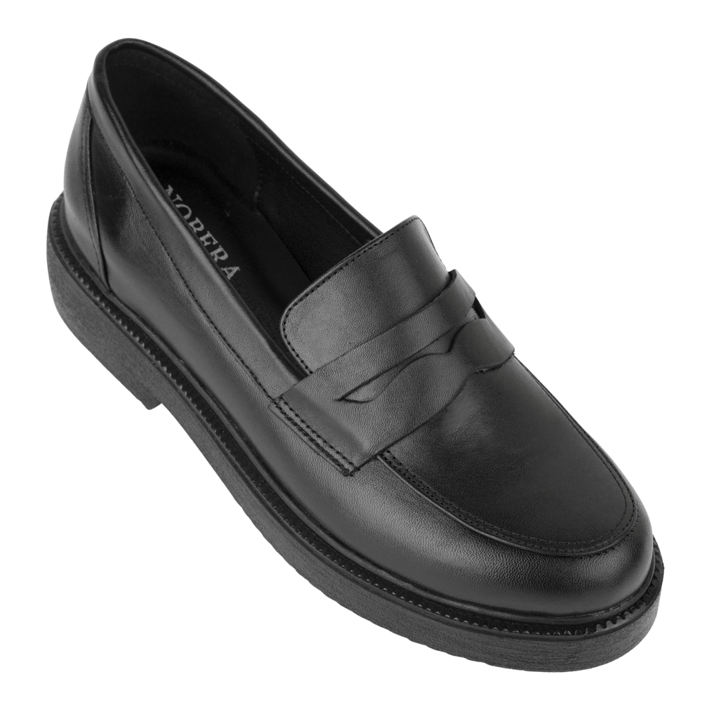 Orvane Noir – Mocassins Plateforme Femme en Cuir
