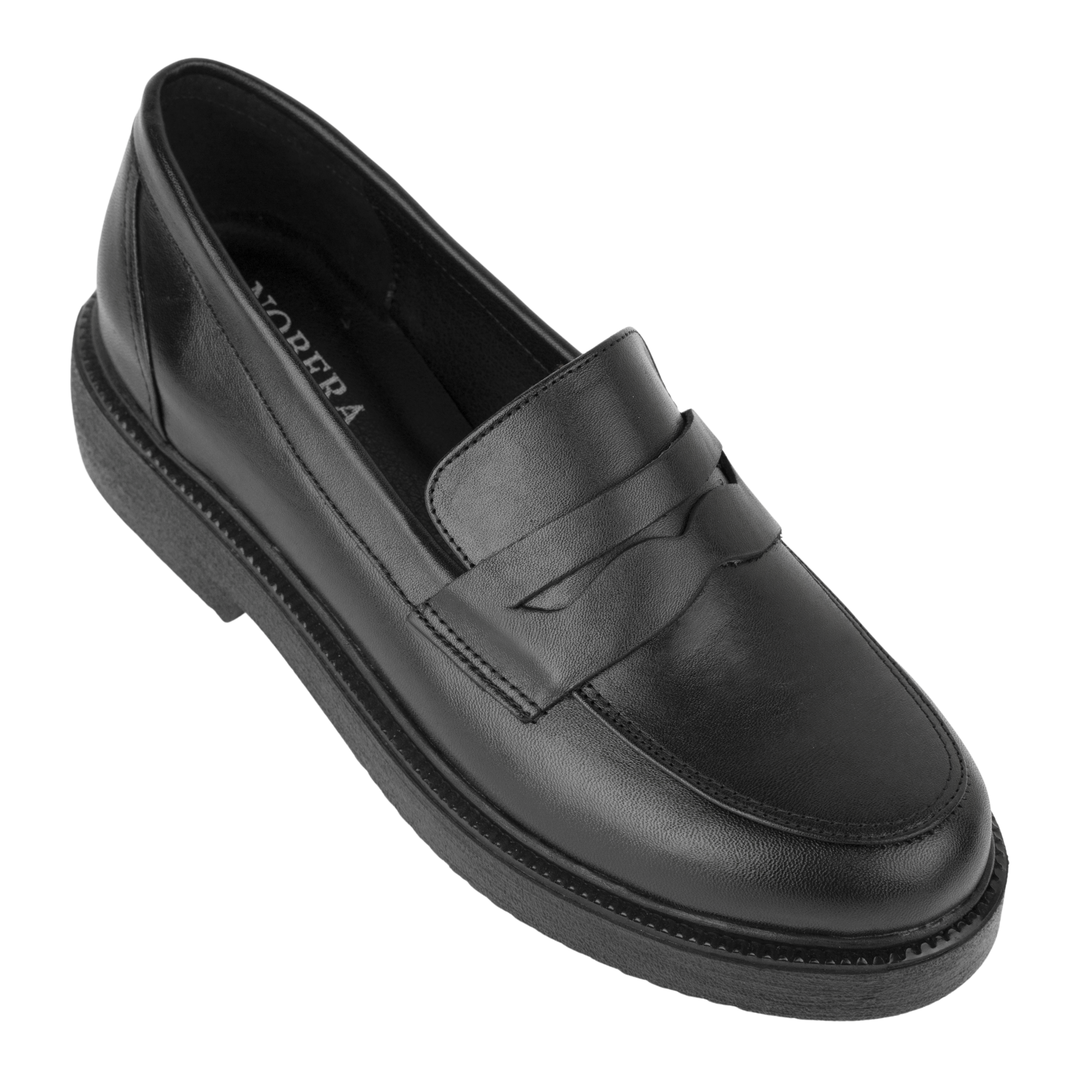 Orvane Noir – Mocassins Plateforme Femme en Cuir