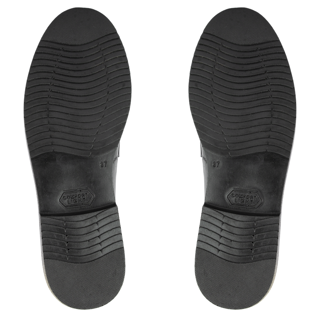 Orvane Noir – Mocassins Plateforme Femme en Cuir