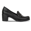 Cavaro Noir - Mocassin à Talon Femme en Cuir Véritable