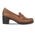 Cavaro Marron - Mocassin à Talon Femme en Cuir Véritable