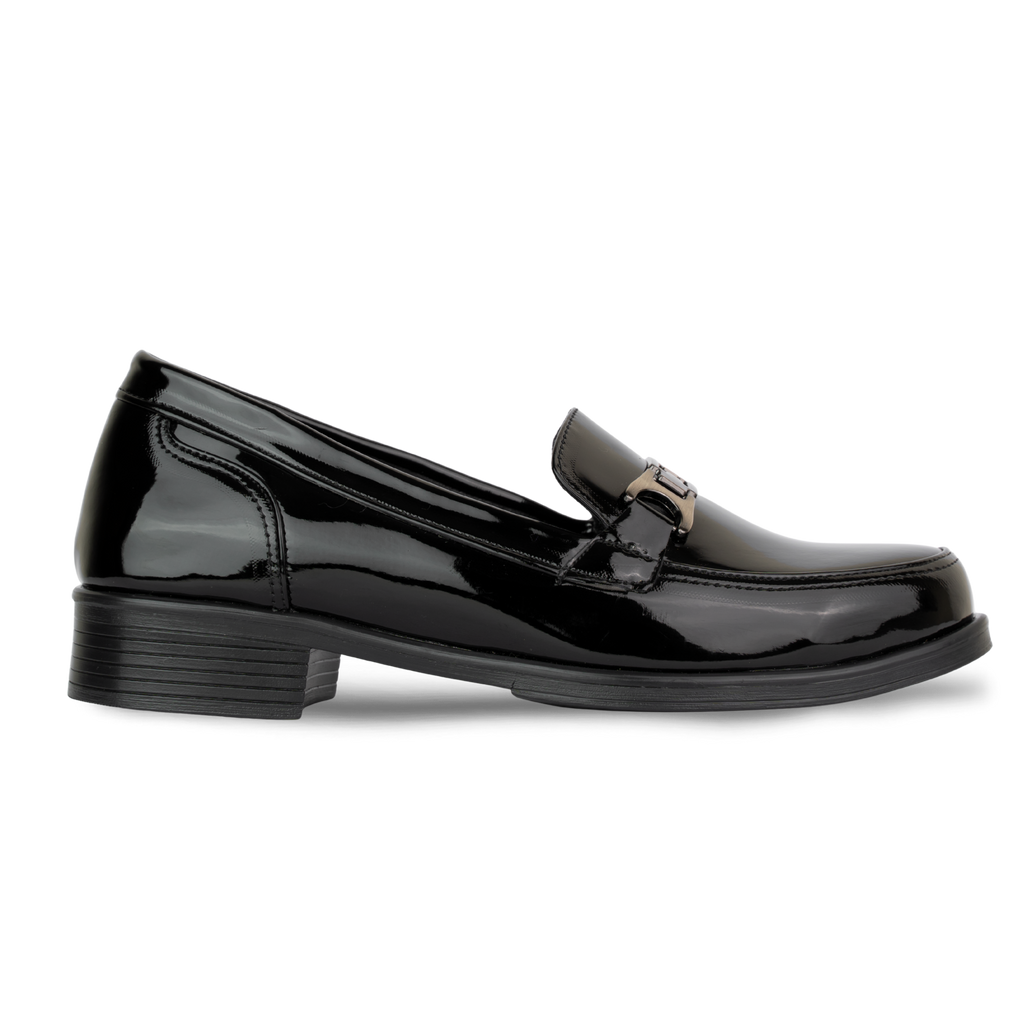 Luna Noir Vernis - Mocassins classiques Femme en Cuir Véritable