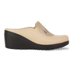 Edge Beige – Sabots Compensés Femme en Cuir