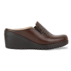 Edge Marron – Sabots Compensés Femme en Cuir