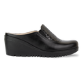 Edge Noir – Sabots Compensés Femme en Cuir