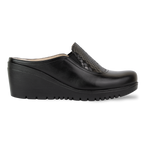 Edge Noir – Sabots Compensés Femme en Cuir
