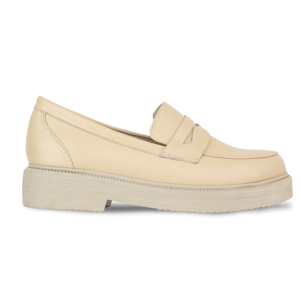 Orvane Beige – Mocassins Plateforme Femme en Cuir