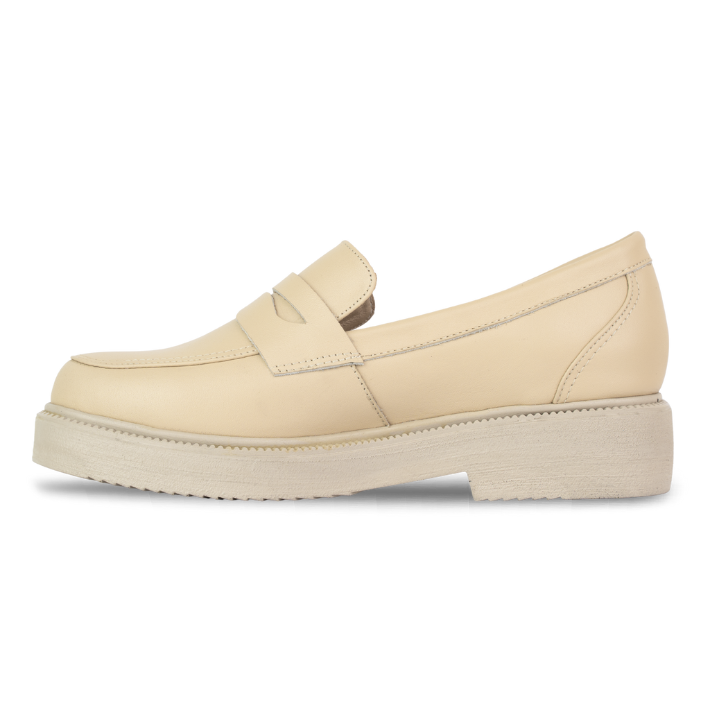 Orvane Beige – Mocassins Plateforme Femme en Cuir