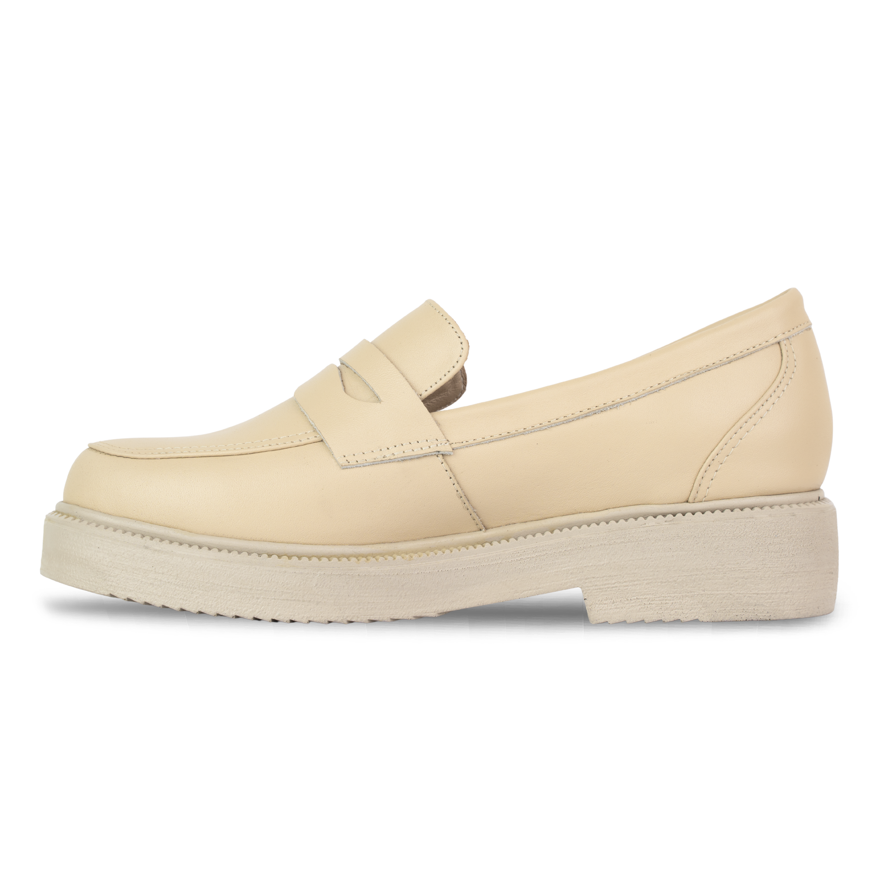 Orvane Beige – Mocassins Plateforme Femme en Cuir