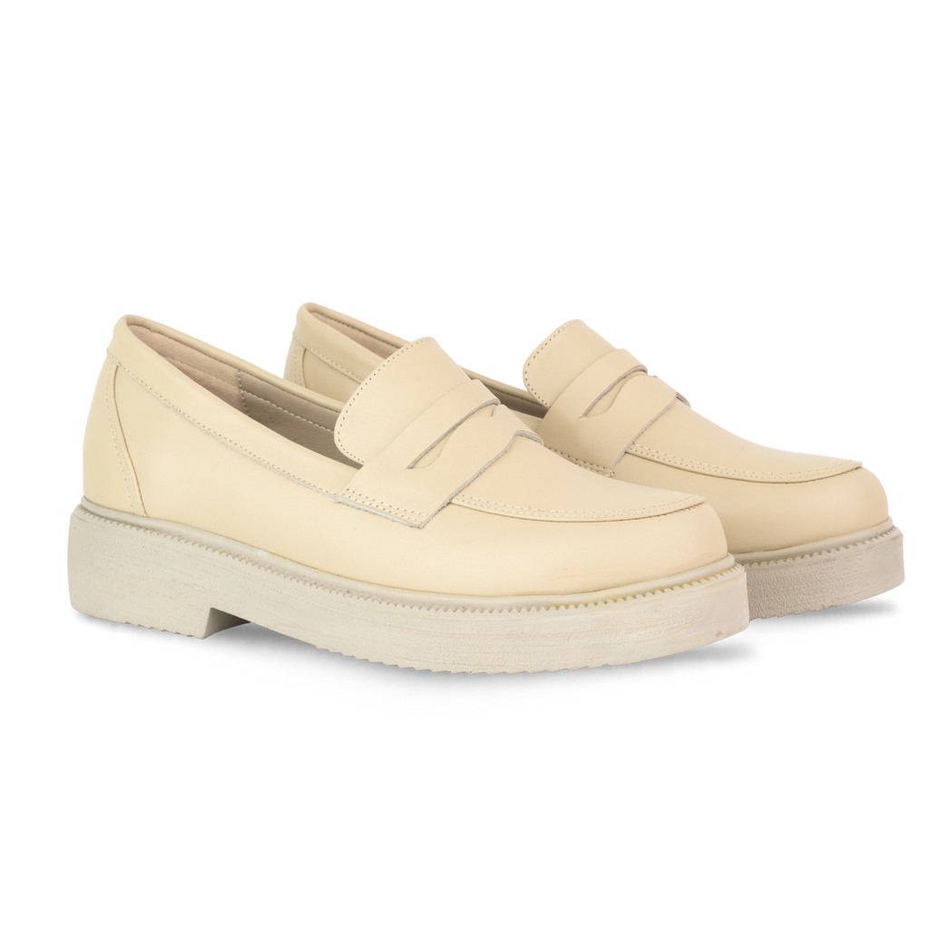 Orvane Beige – Mocassins Plateforme Femme en Cuir