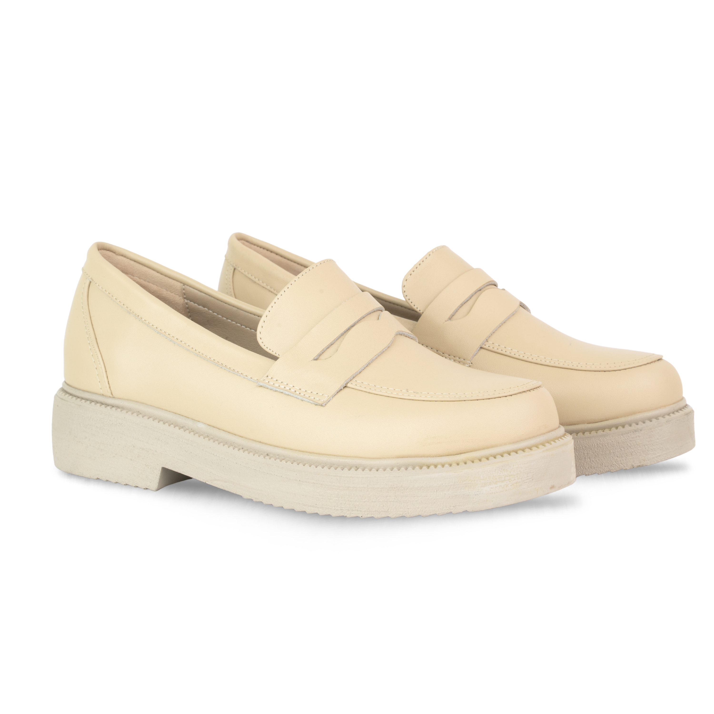Orvane Beige – Mocassins Plateforme Femme en Cuir
