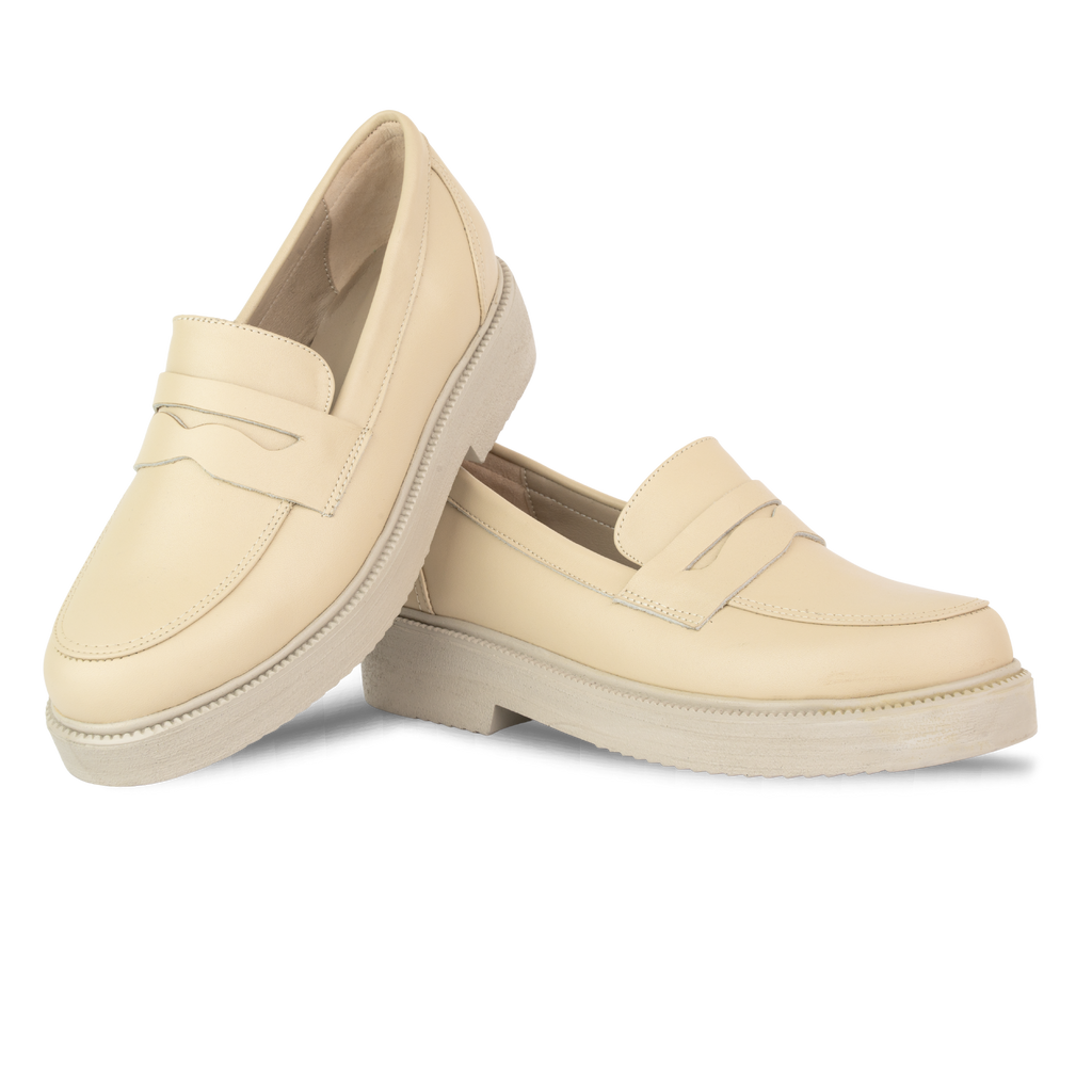 Orvane Beige – Mocassins Plateforme Femme en Cuir