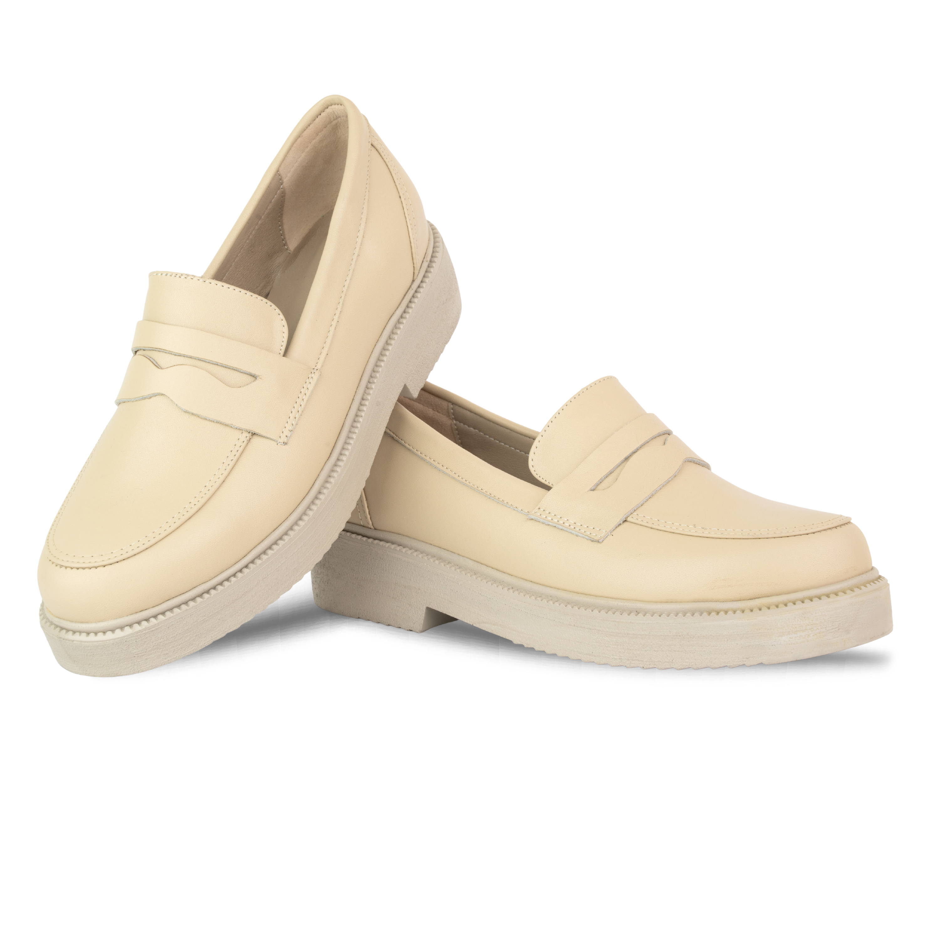 Orvane Beige – Mocassins Plateforme Femme en Cuir