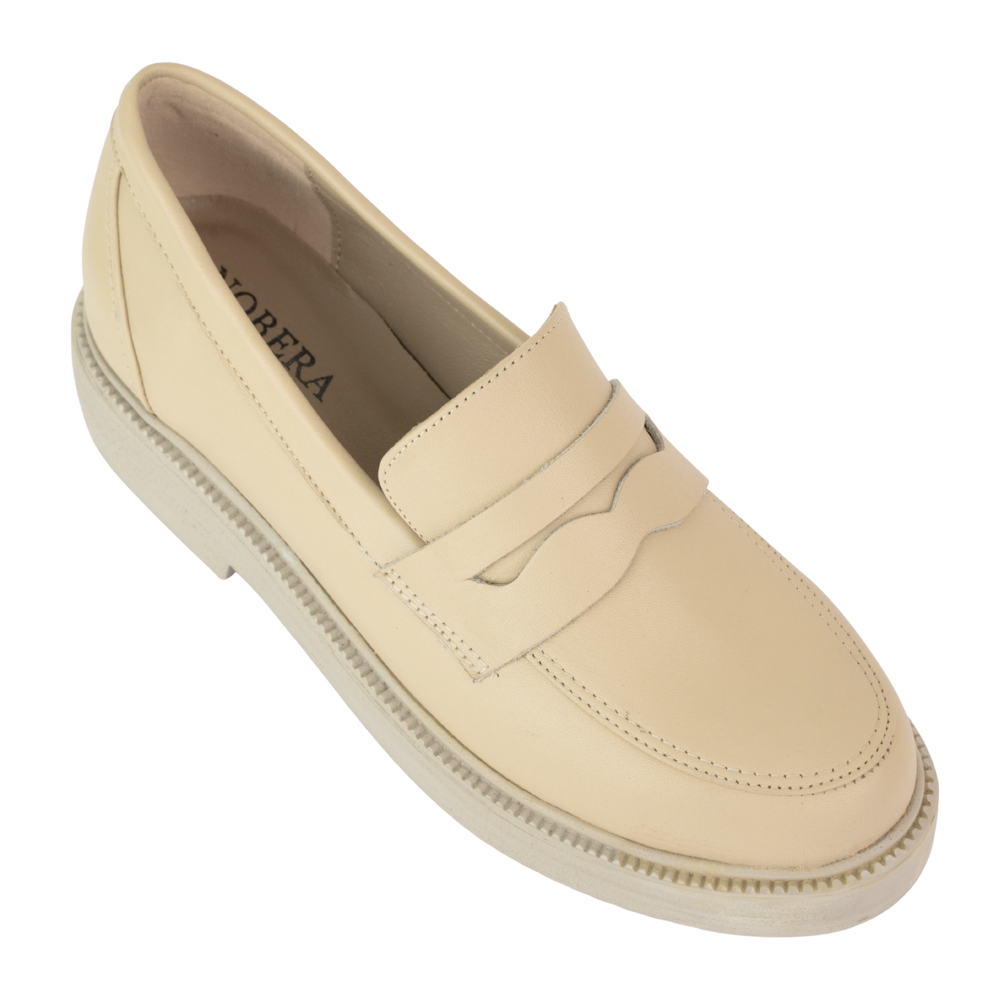 Orvane Beige – Mocassins Plateforme Femme en Cuir