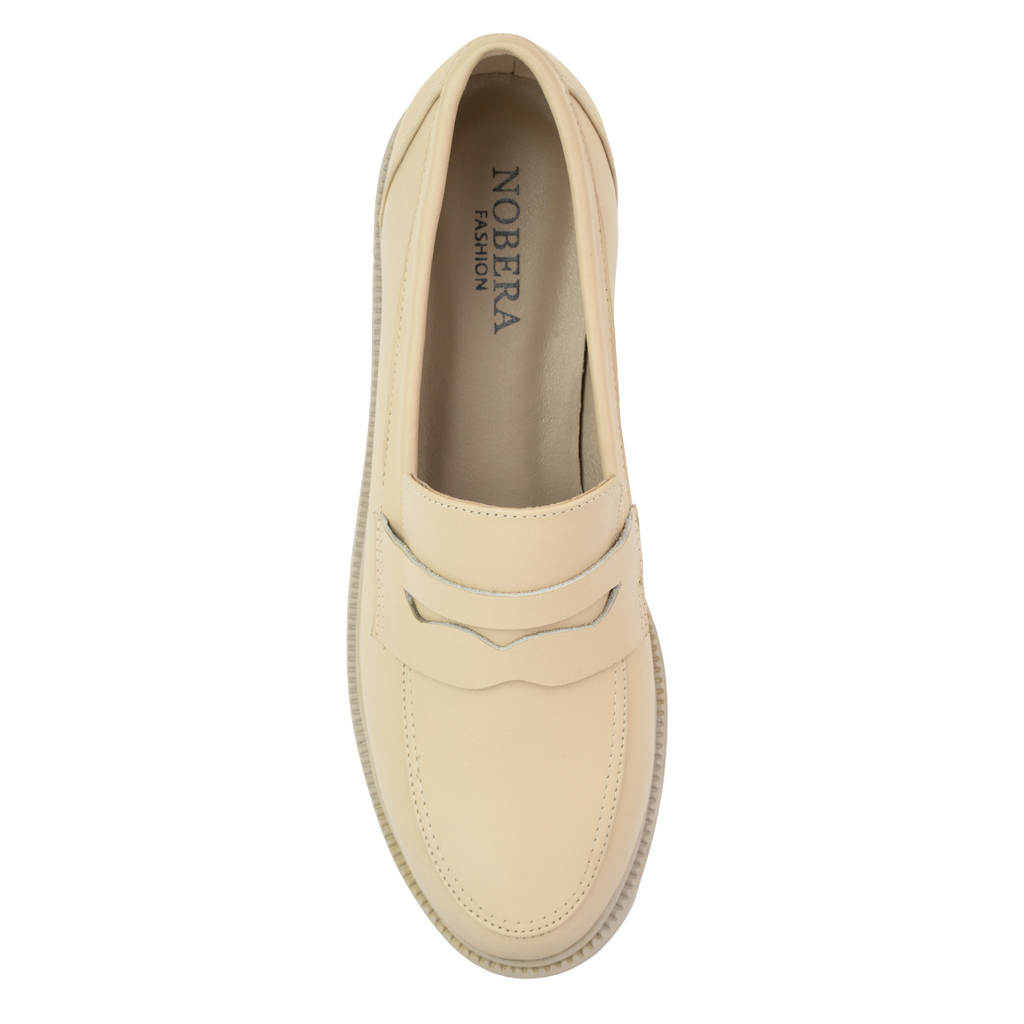 Orvane Beige – Mocassins Plateforme Femme en Cuir