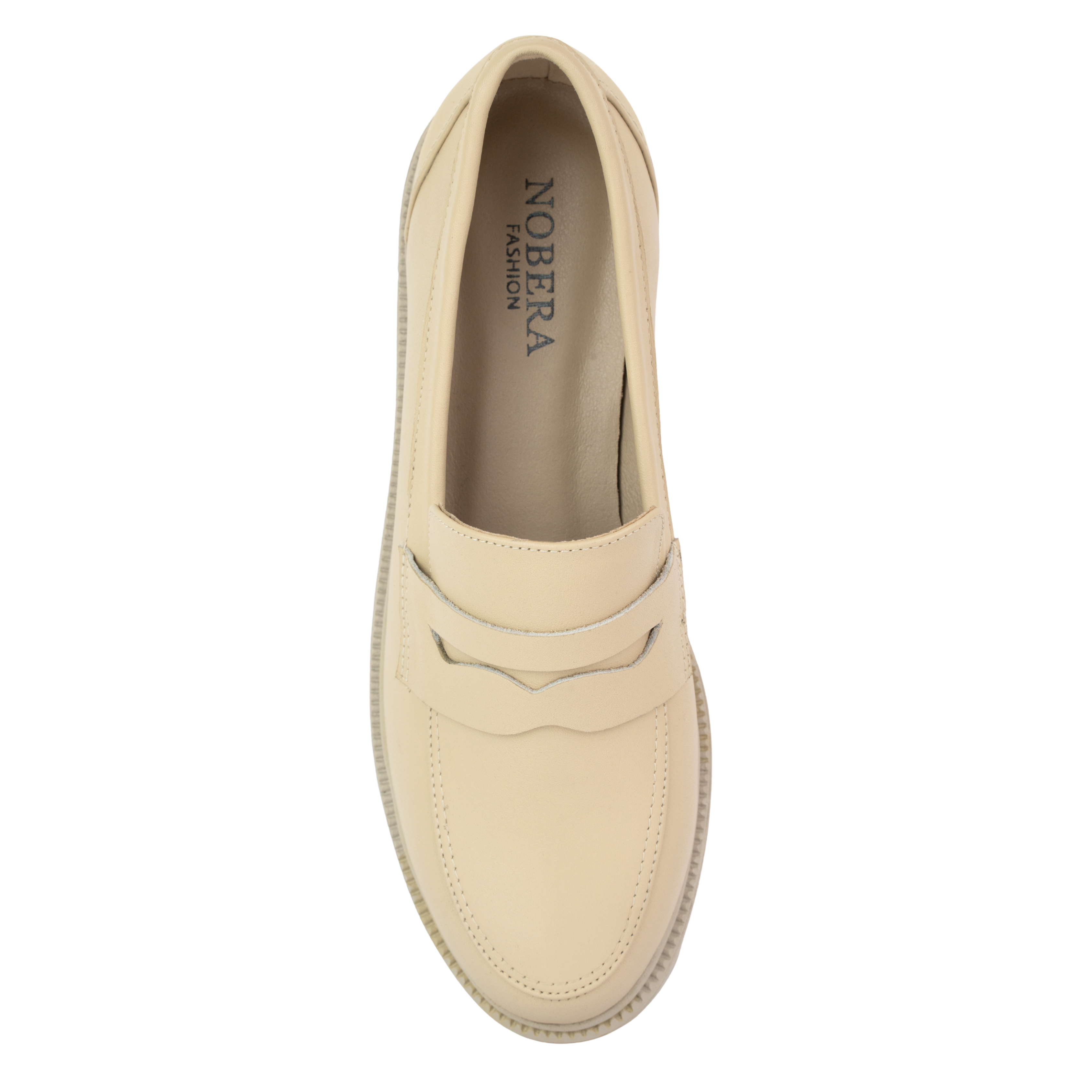Orvane Beige – Mocassins Plateforme Femme en Cuir