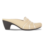 Calyro Beige - Mule Femme en Cuir Véritable