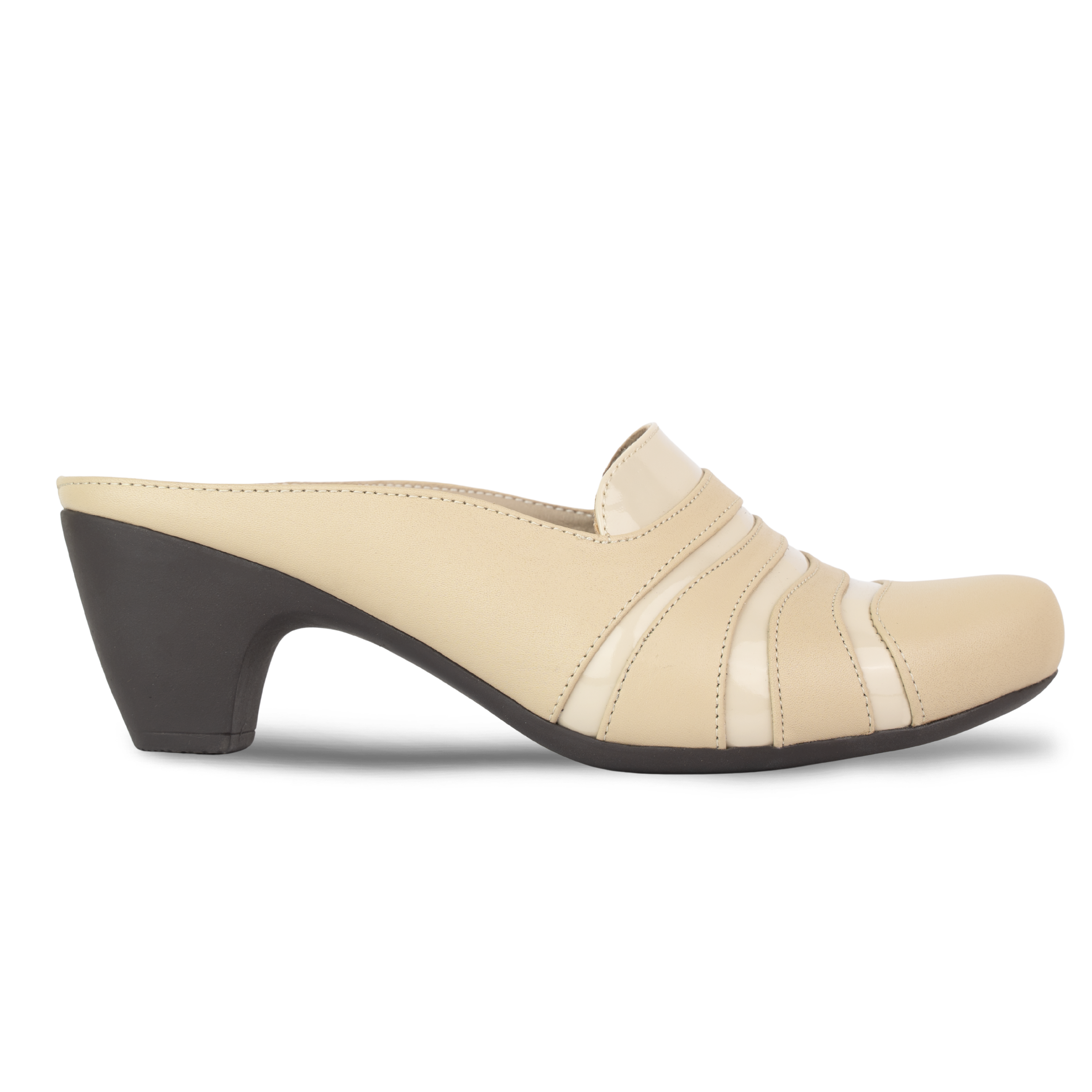 Calyro Beige - Mule Femme en Cuir Véritable
