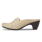 Calyro Beige - Mule Femme en Cuir Véritable