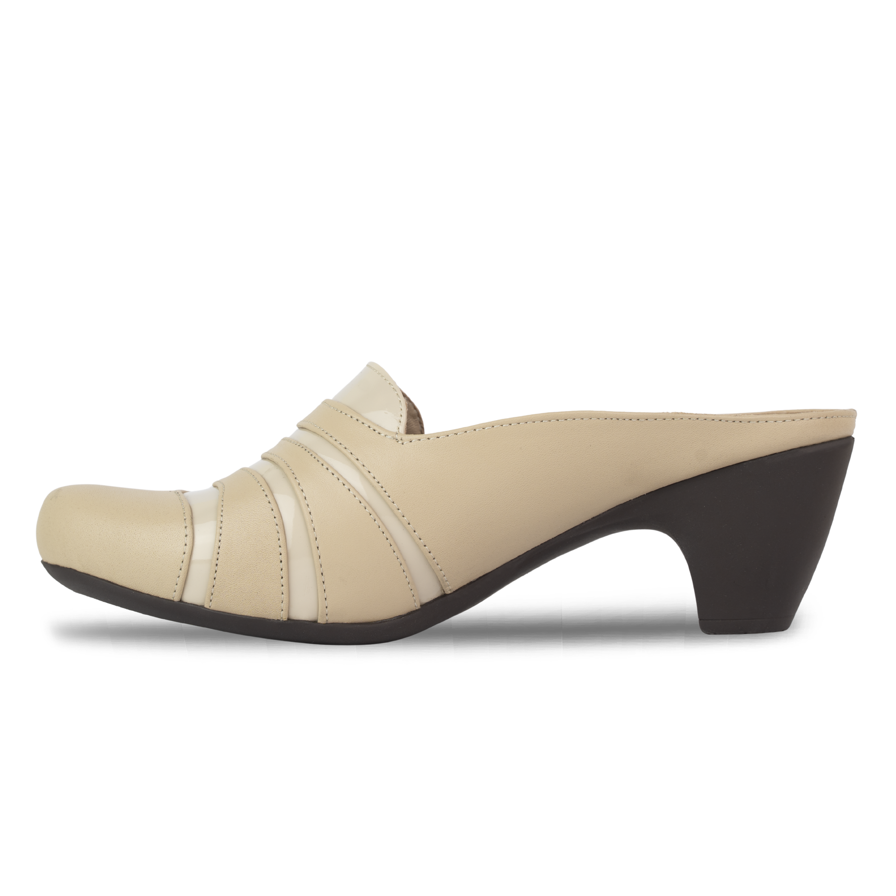 Calyro Beige - Mule Femme en Cuir Véritable