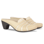 Calyro Beige - Mule Femme en Cuir Véritable