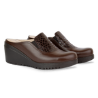 Edge Marron – Sabots Compensés Femme en Cuir