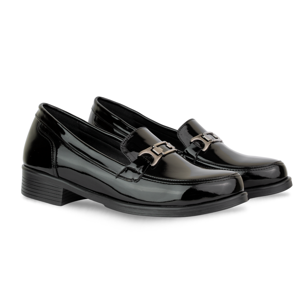 Luna Noir Vernis - Mocassins classiques Femme en Cuir Véritable