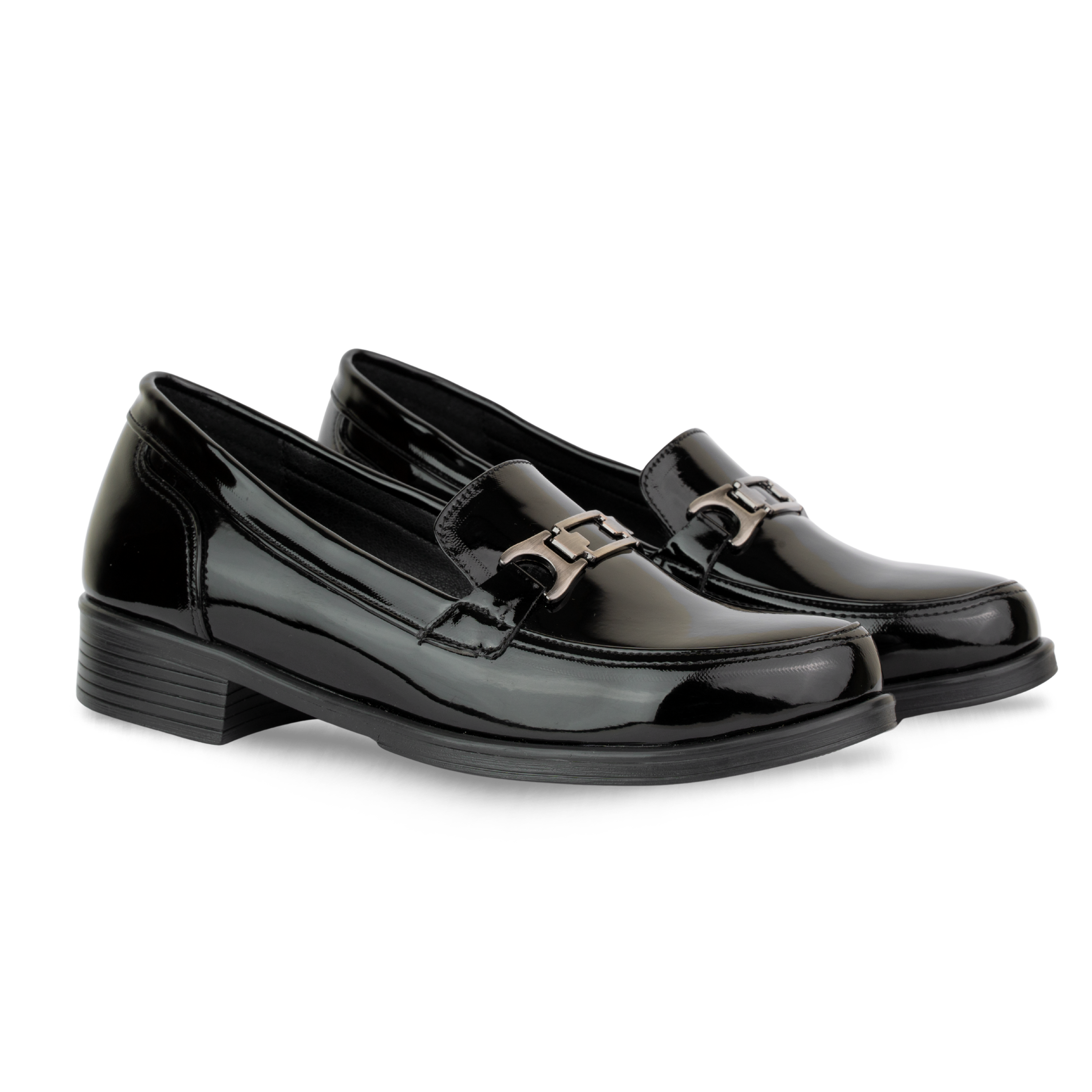 Luna Noir Vernis - Mocassins classiques Femme en Cuir Véritable