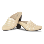 Calyro Beige - Mule Femme en Cuir Véritable