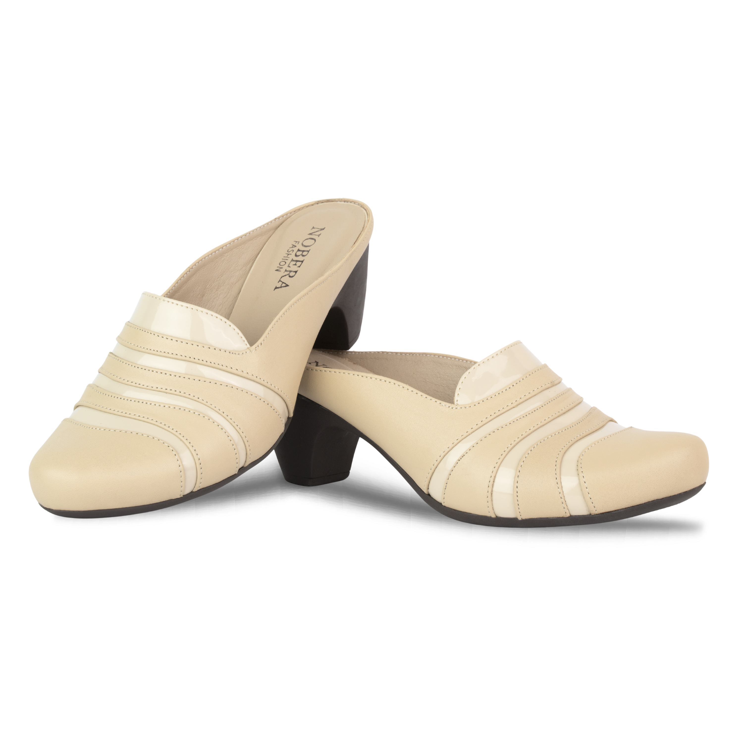 Calyro Beige - Mule Femme en Cuir Véritable