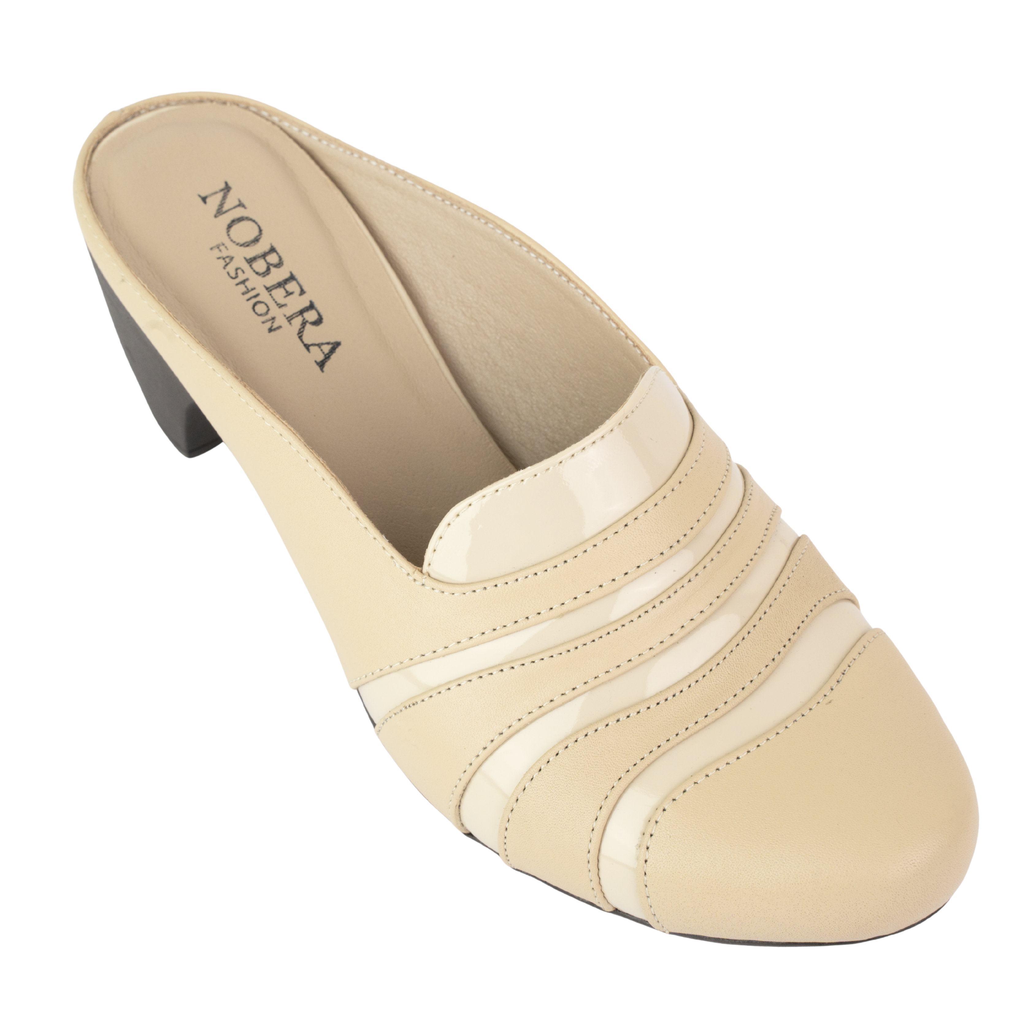 Calyro Beige - Mule Femme en Cuir Véritable