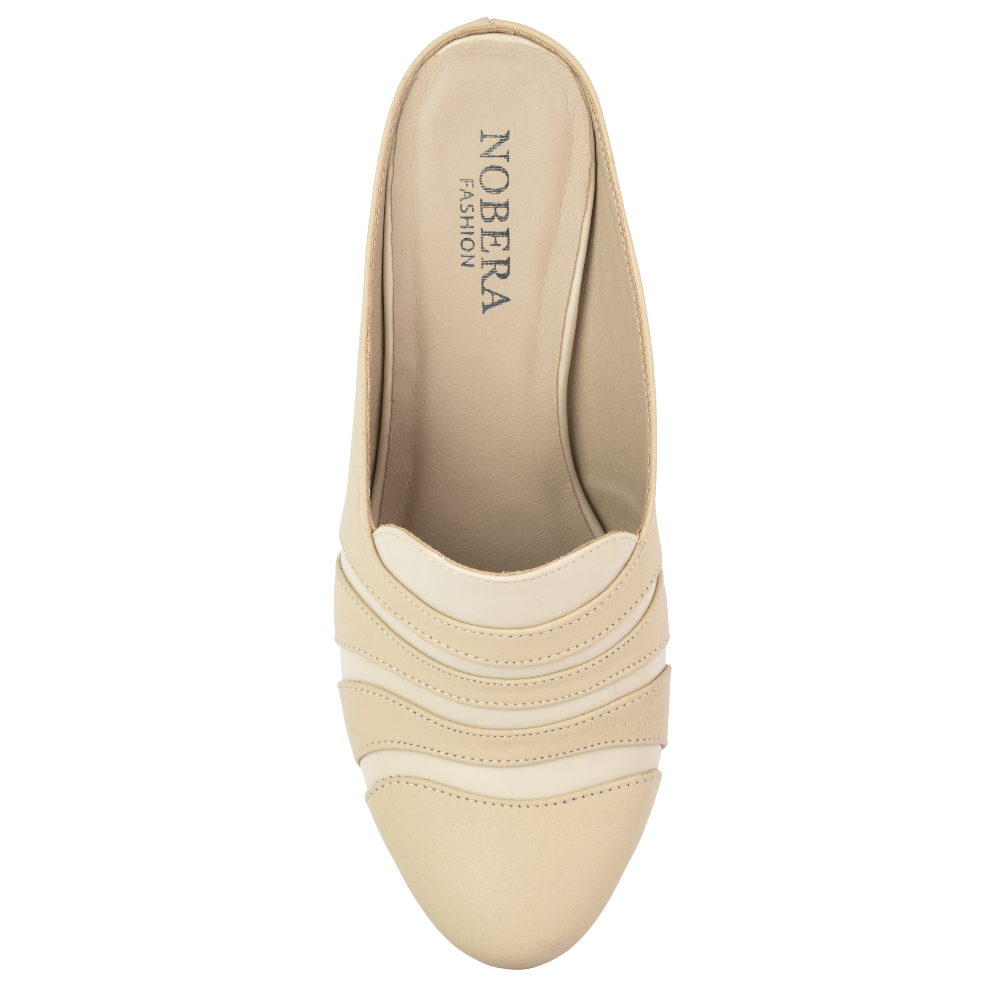 Calyro Beige - Mule Femme en Cuir Véritable