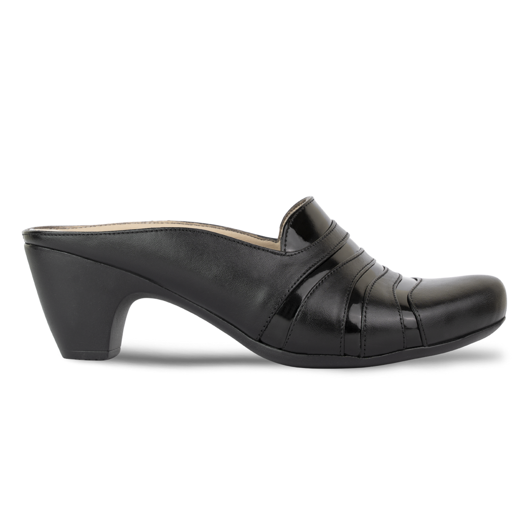 Calyro Noir - Mule Femme en Cuir Véritable