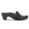 Calyro Noir - Mule Femme en Cuir Véritable