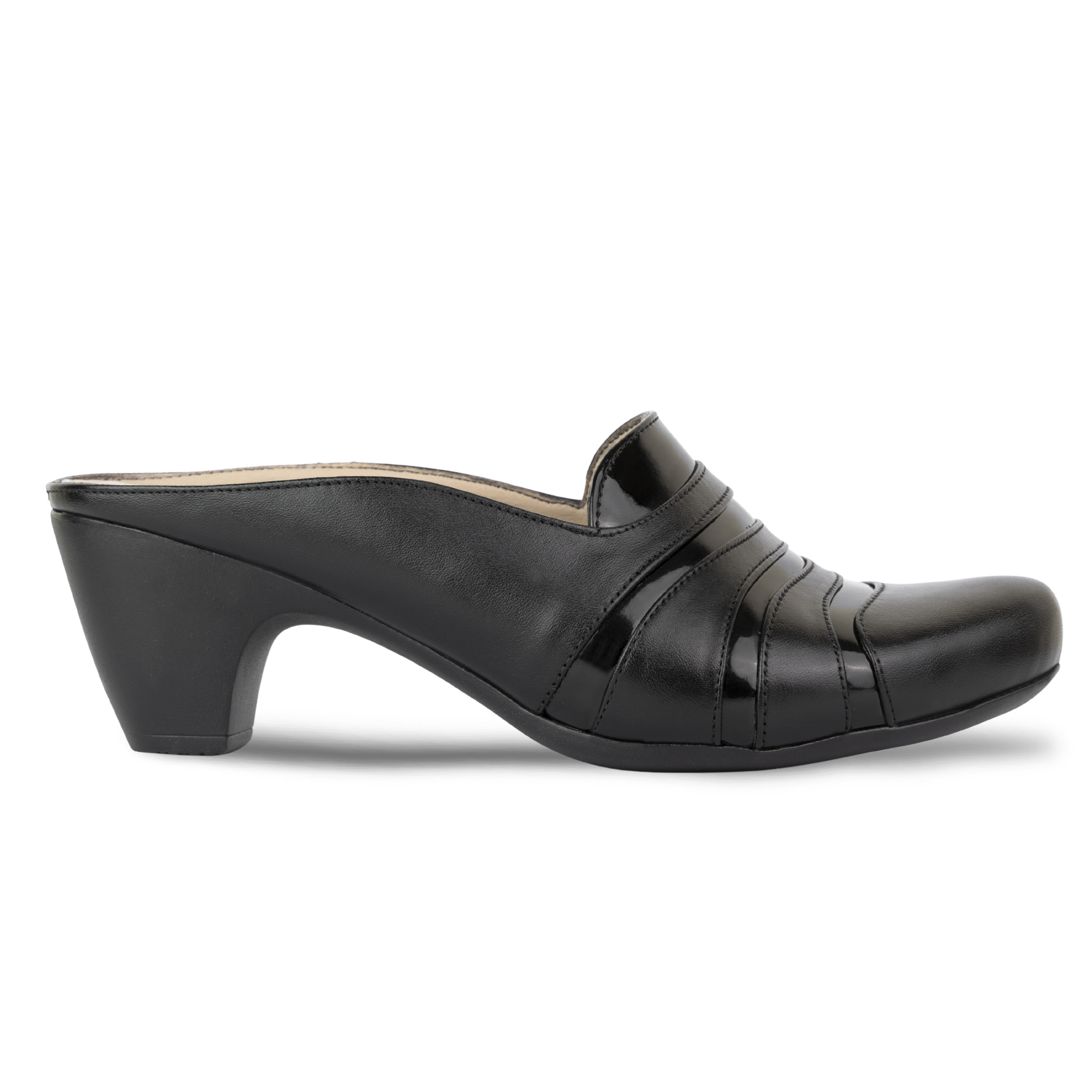 Calyro Noir - Mule Femme en Cuir Véritable