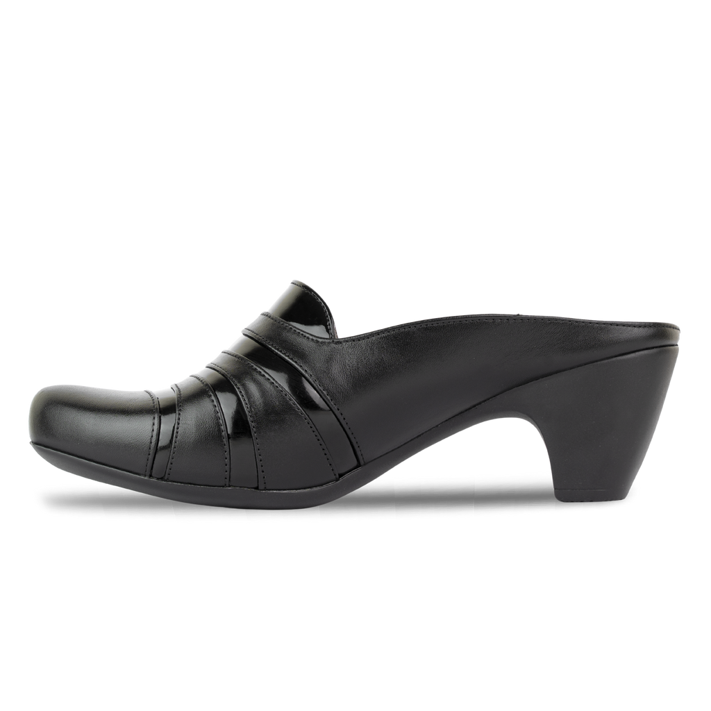 Calyro Noir - Mule Femme en Cuir Véritable