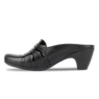 Calyro Noir - Mule Femme en Cuir Véritable