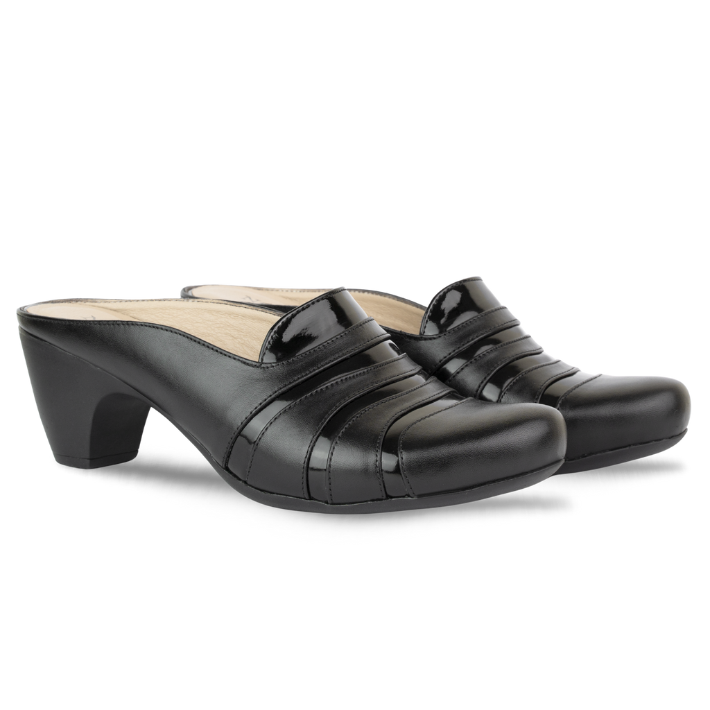 Calyro Noir - Mule Femme en Cuir Véritable