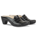 Calyro Noir - Mule Femme en Cuir Véritable