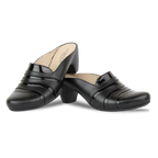Calyro Noir - Mule Femme en Cuir Véritable