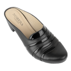 Calyro Noir - Mule Femme en Cuir Véritable